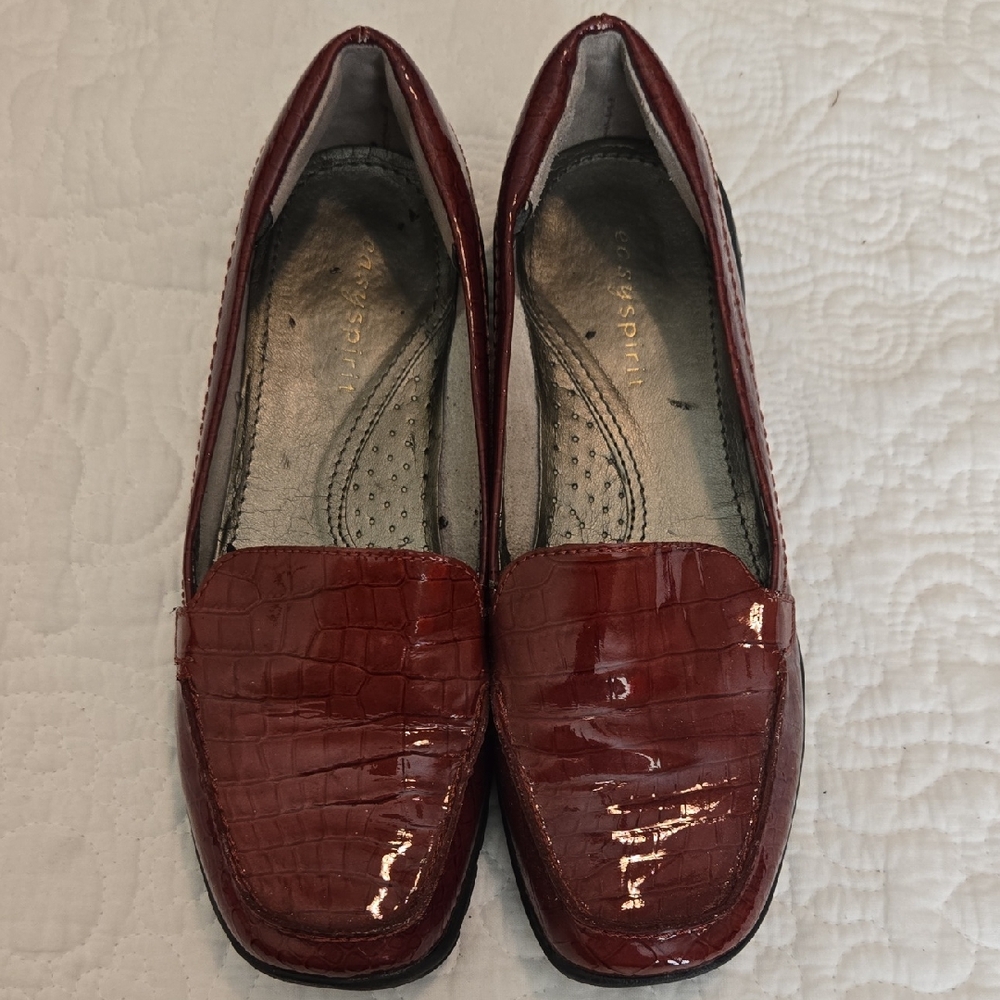 Red Crocodile-Embossed Loafers